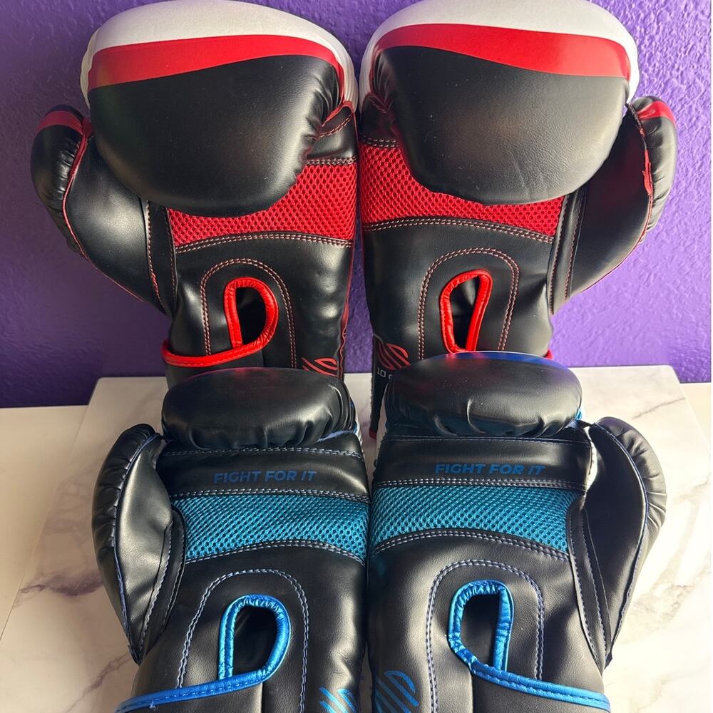 Lot of 2 Sanabul Essential Gel Boxing Gloves Red 10 oz Blue 12 oz MMA Training